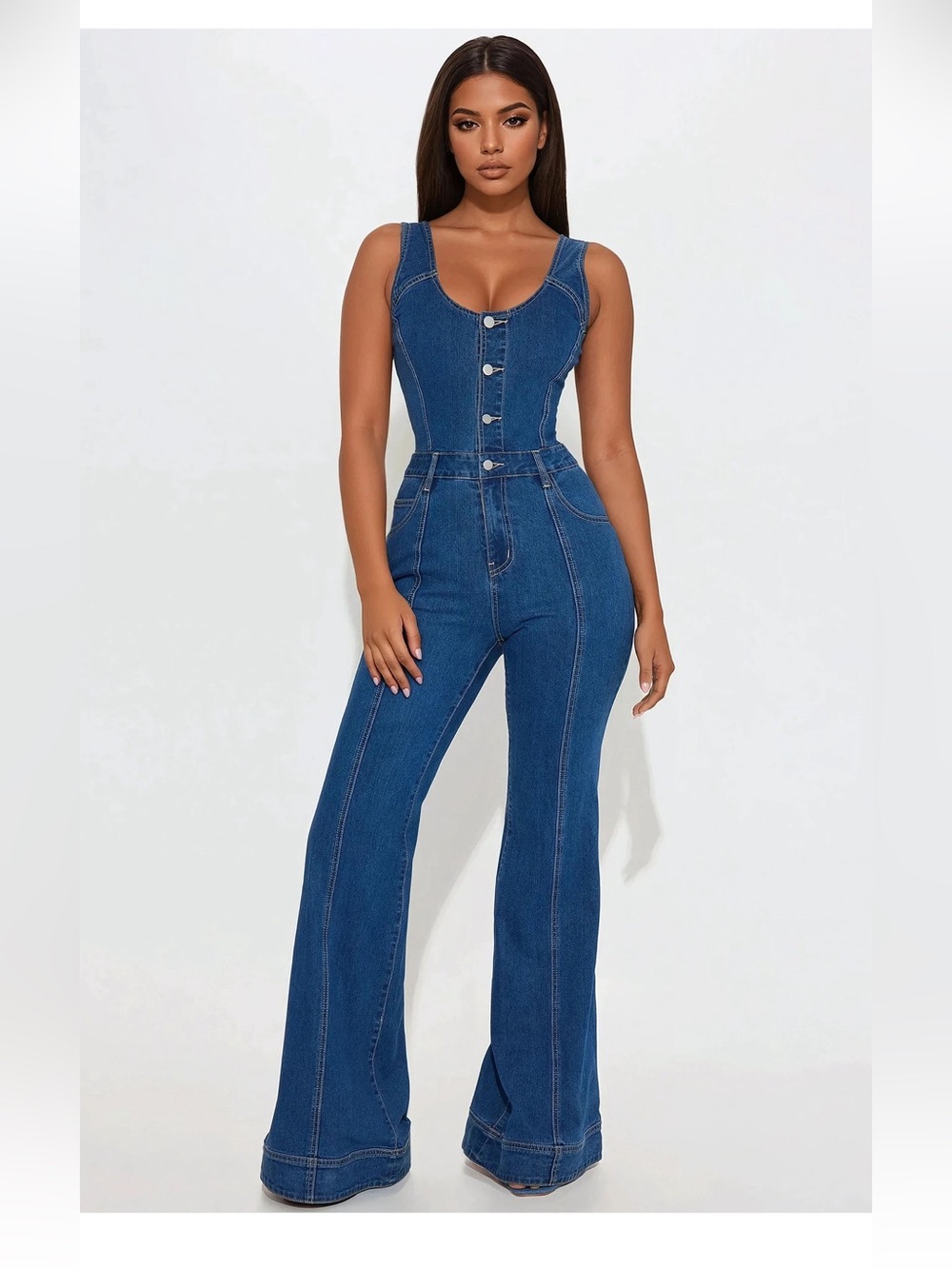 Fashion Nova Blue Denim Overalls